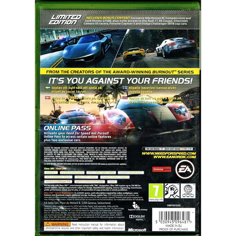 NEED FOR SPEED HOT PURSUIT LIMITED EDITION XBOX 360