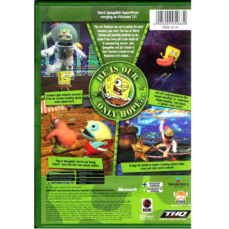 SPONGEBOB SQUAREPANTS BATTLE FOR BIKINI BOTTOM XBOX