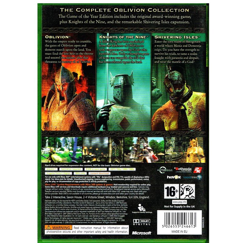 THE ELDER SCROLLS IV OBLIVION GAME OF THE YEAR EDITION XBOX 360