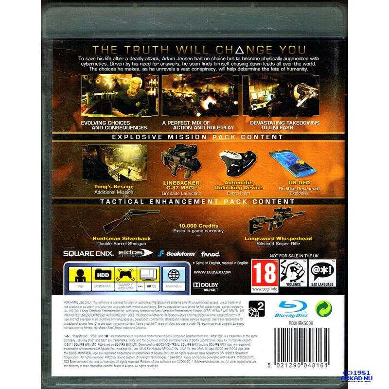 DEUS EX HUMAN REVOLUTION NORDIC ED PS3