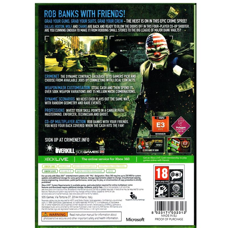 PAYDAY 2 XBOX 360