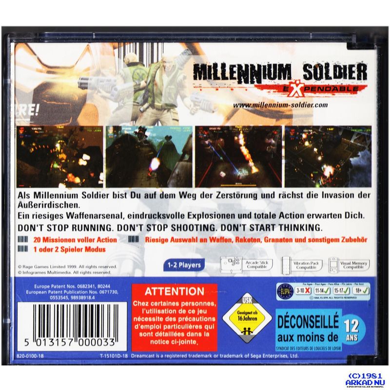 MILLENIUM SOLDIER EXPENDABLE DREAMCAST