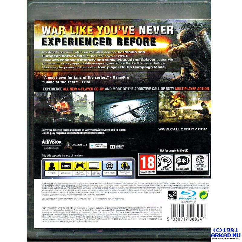 CALL OF DUTY WORLD AT WAR PS3