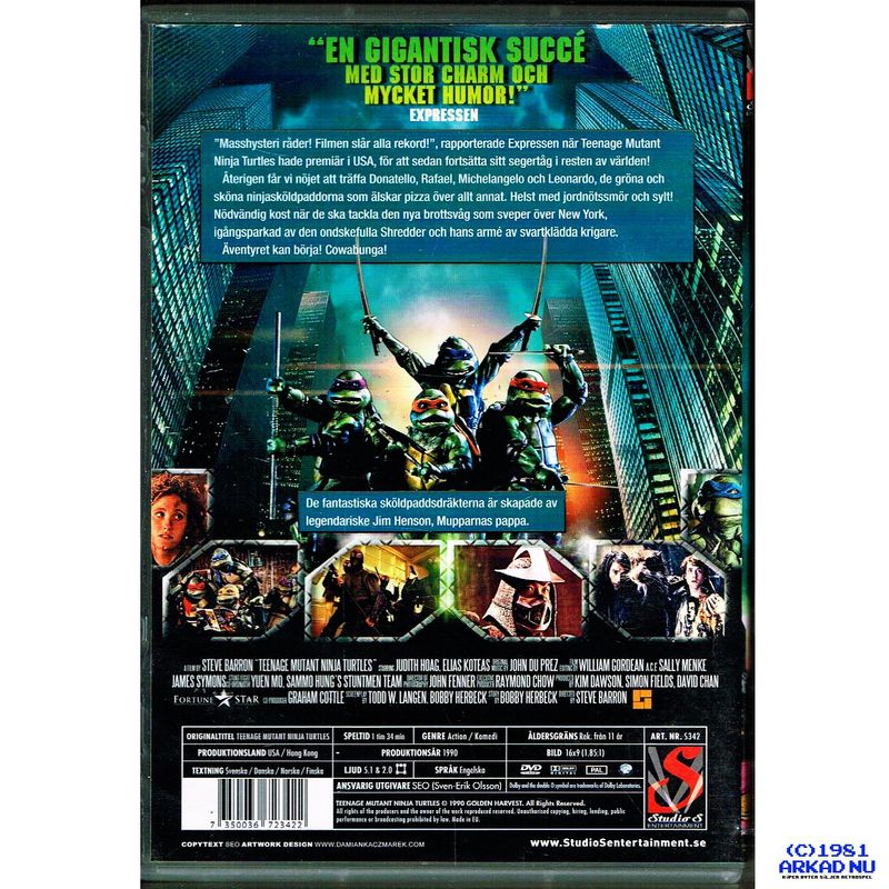 TEENAGE MUTANT NINJA TURTLES ORIGINALFILMEN DVD STUDIO S