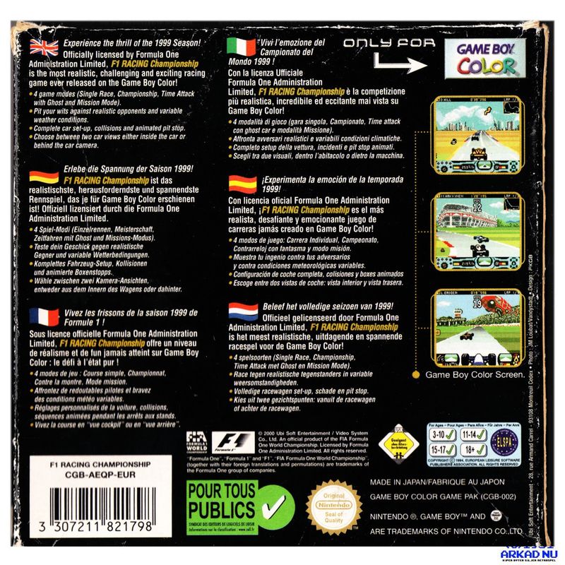 F1 RACING CHAMPIONSHIP GAMEBOY COLOR