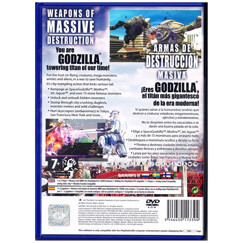 GODZILLA SAVE THE EARTH PS2