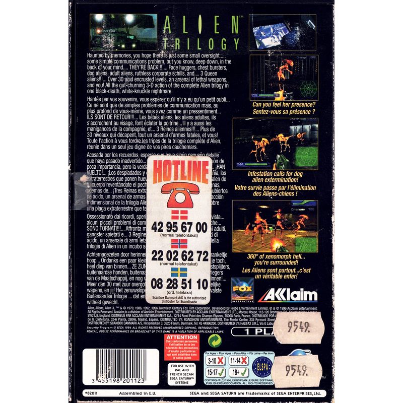 ALIEN TRILOGY SEGA SATURN RENTAL