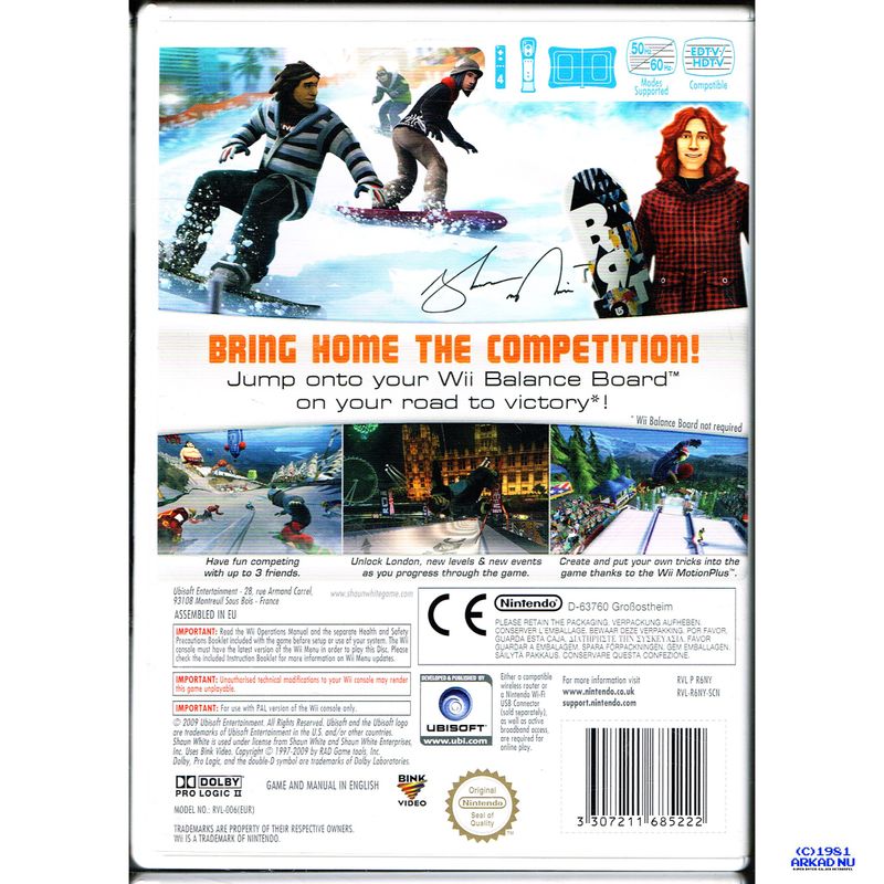 SHAUN WHITE SNOWBOARDING WORLD STAGE WII