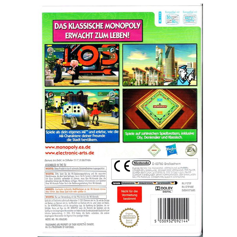 MONOPOLY STREETS WII TYSK