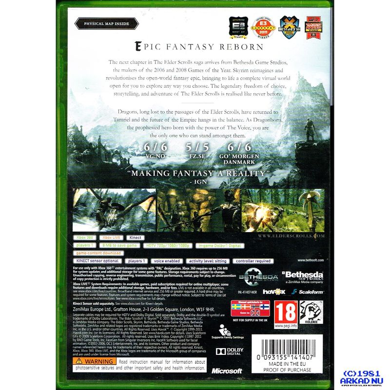 SKYRIM ELDER SCROLLS 5 XBOX 360