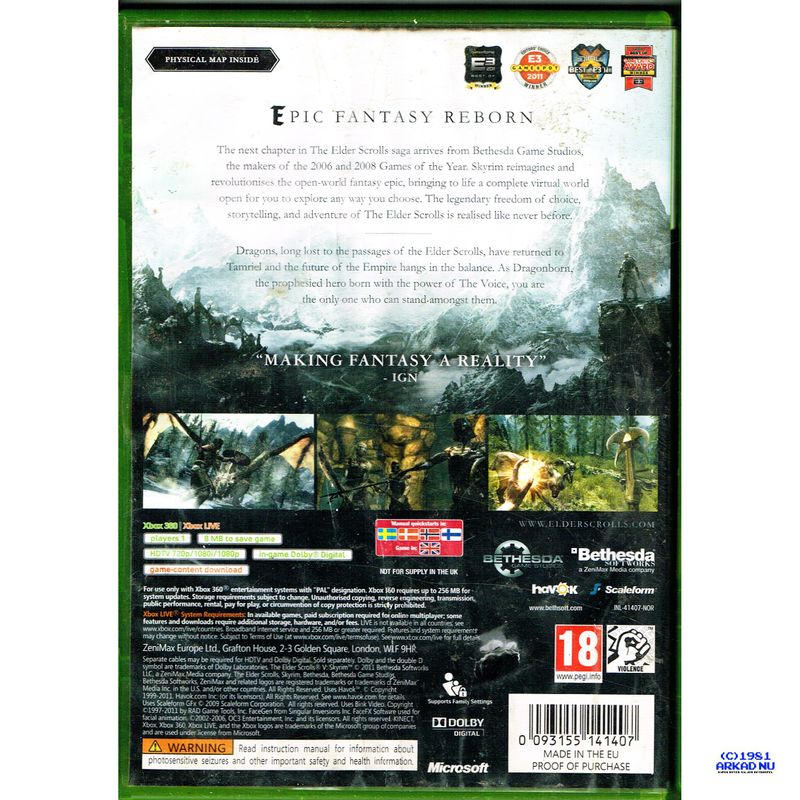 SKYRIM ELDER SCROLLS 5 XBOX 360