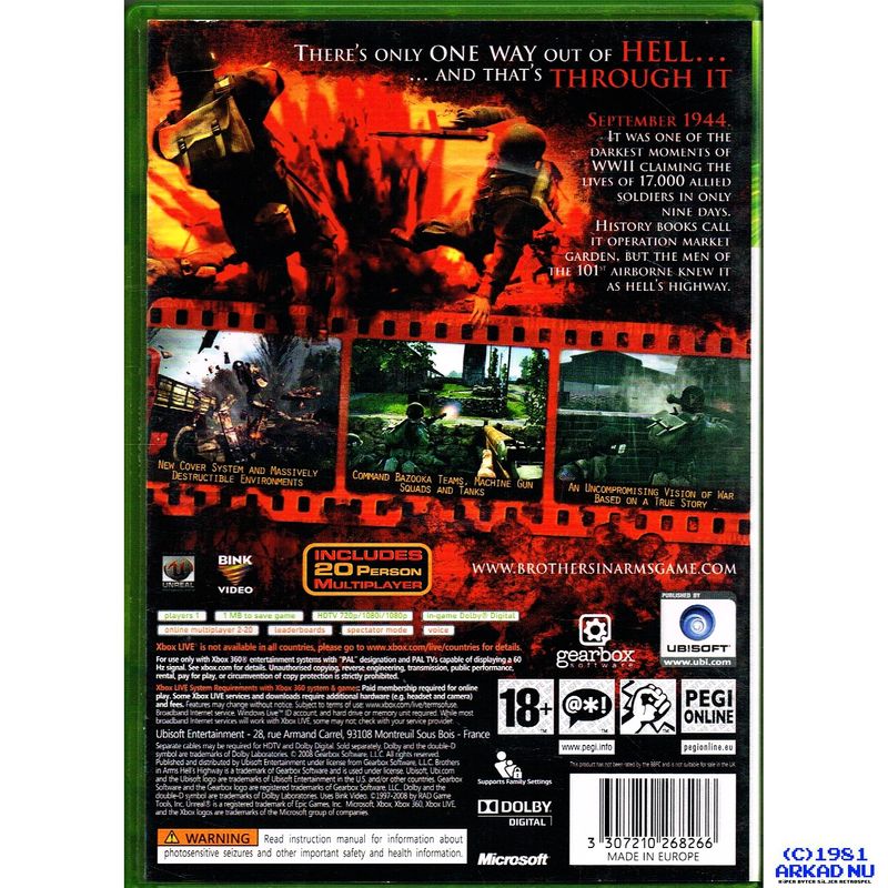 BROTHERS IN ARMS HELLS HIGHWAY XBOX 360