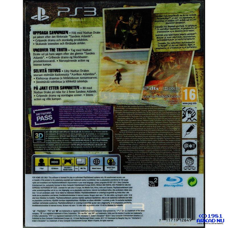 UNCHARTED 3 DRAKES DECEPTION SPECIAL EDITION PS3