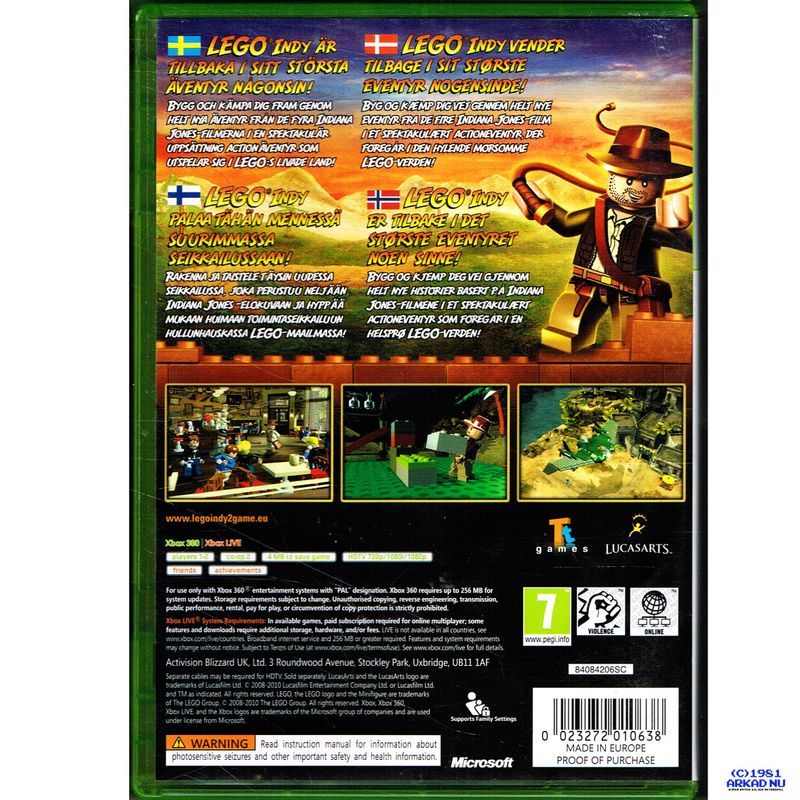 LEGO INDIANA JONES 2 THE ADVENTURE CONTINUES XBOX 360 CLASSICS