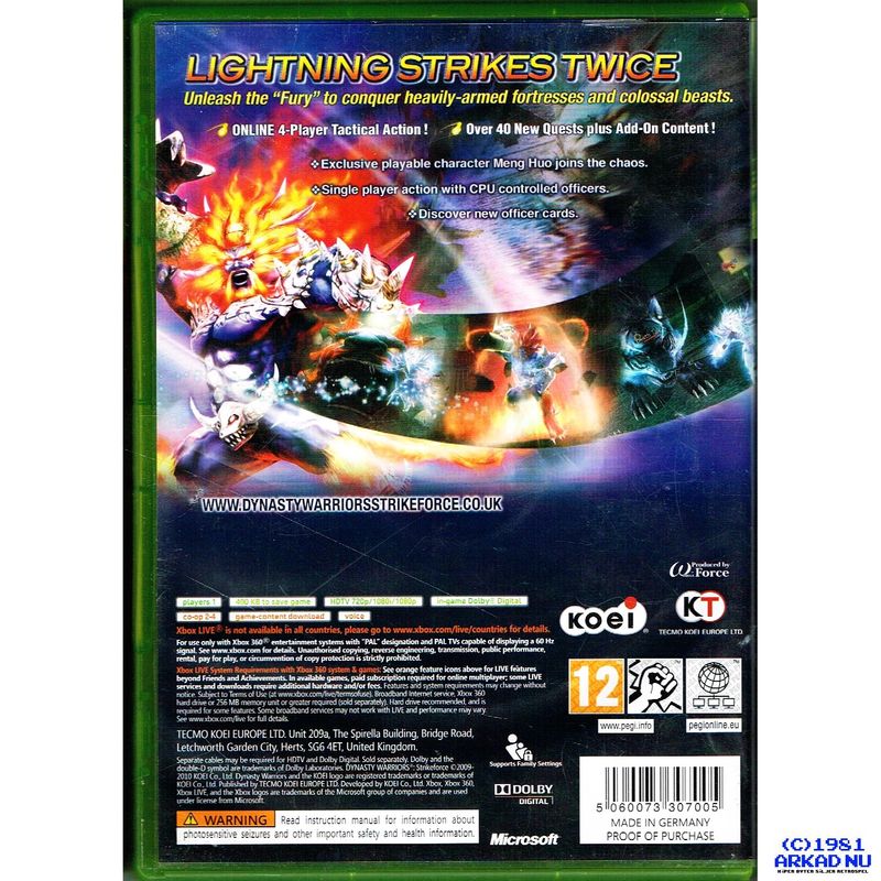 DYNASTY WARRIORS STRIKEFORCE XBOX 360