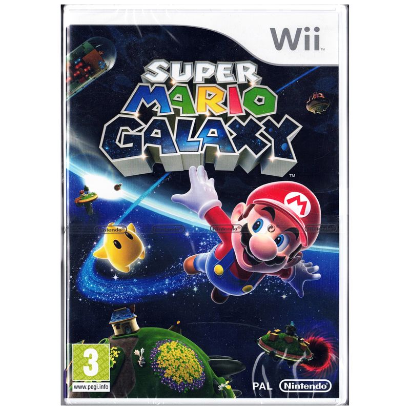 SUPER MARIO GALAXY WII GREY STRIPE NYTT INPLASTAD