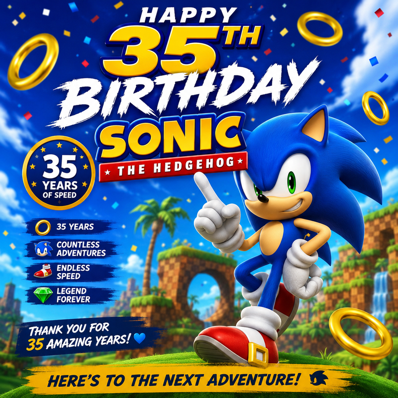 🎂🦔 Happy 35th Birthday Sonic the Hedgehog! | Celebrating 35 Years of Speed & Adventure ⚡💙