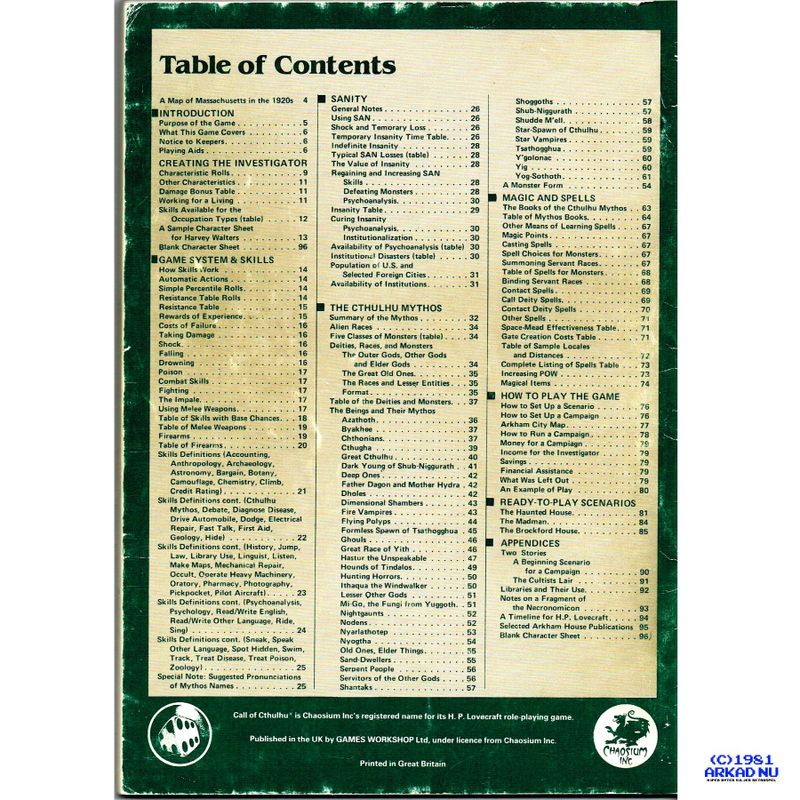 CALL OF CTHULHU SECOND EDITION