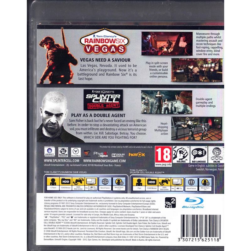RAINBOW SIX VEGAS + SPLINTER CELL DOUBLE AGENT PS3