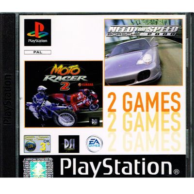 2 GAMES - NEED FOR SPEED PORSCHE & MOTO RACER 2 PS1