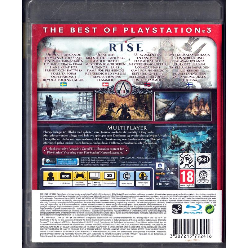 ASSASSINS CREED III PS3 ESSENTIALS
