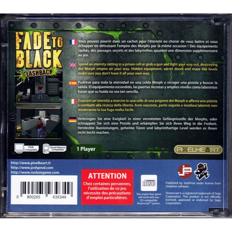 FADE TO BLACK FLASHBACK DREAMCAST