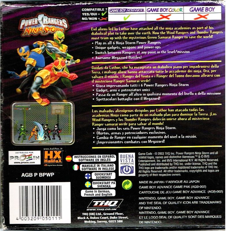 POWER RANGERS NINJA STORM GAMEBOY ADVANCE