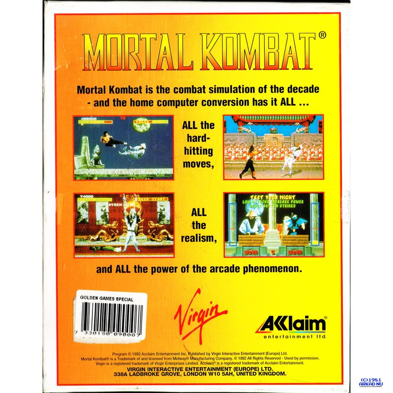 MORTAL KOMBAT PC BIGBOX 3.5" DISK GOLDEN GAMES