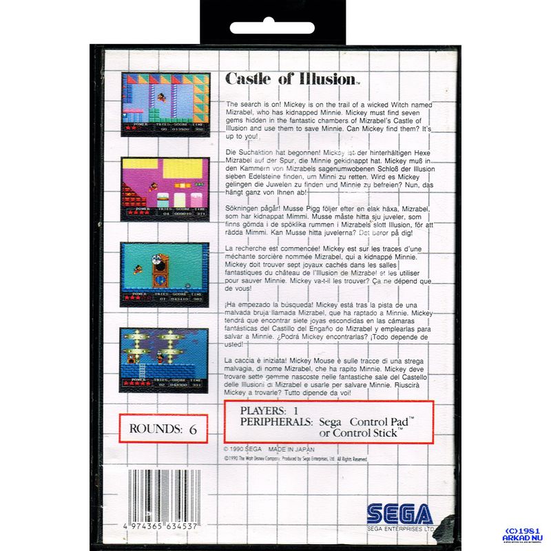 CASTLE OF ILLUSION STARRING MICKEY MOUSE MASTERSYSTEM