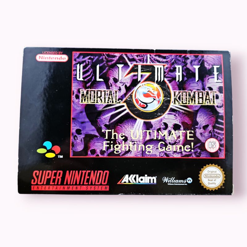 ULTIMATE MORTAL KOMBAT 3 SNES UTAN SVENSK FOLDER A4