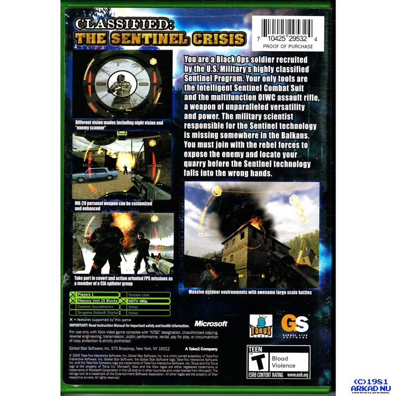 CLASSIFIED THE SENTINEL CRISIS XBOX NTSC USA