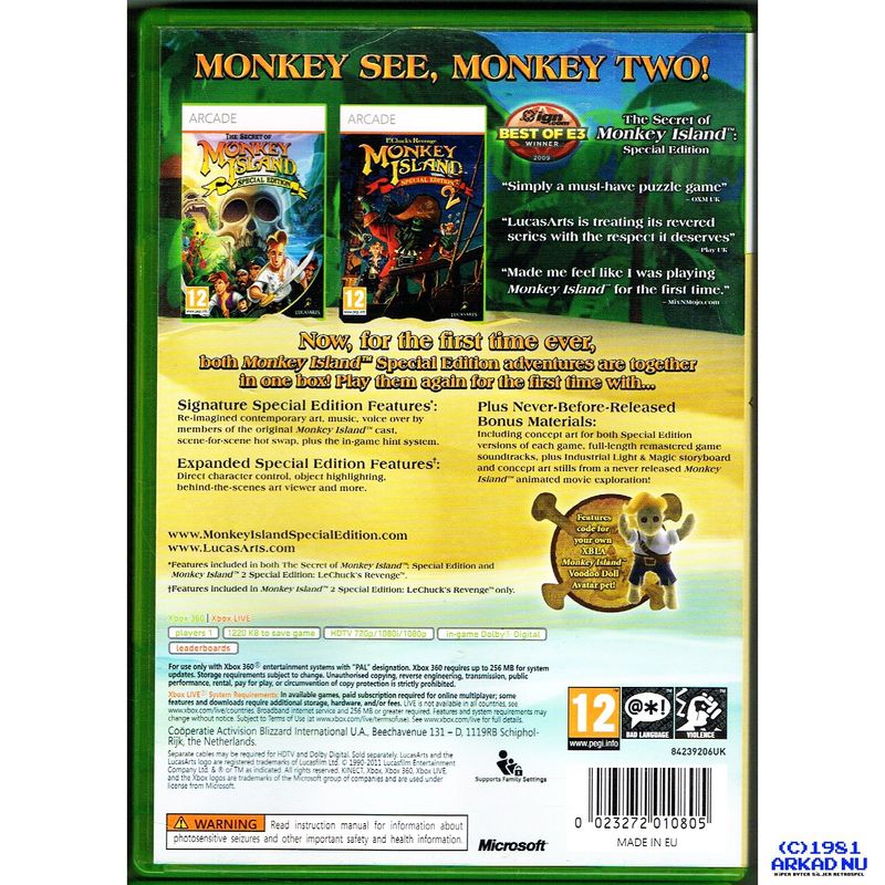 MONKEY ISLAND SPECIAL EDITION COLLECTION XBOX 360