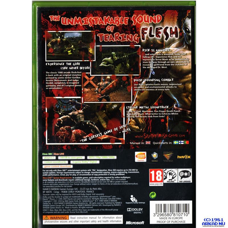 SPLATTERHOUSE XBOX 360