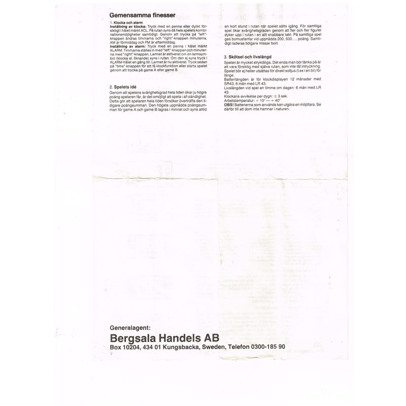 FIRE ATTACK GAME & WATCH MED SVENSK A4