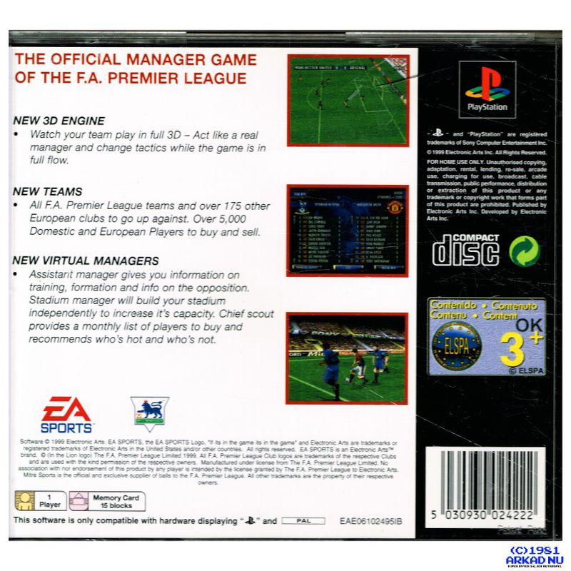 THE FA PREMIER LEAGUE FOOTBALL MANAGER 2000 PS1