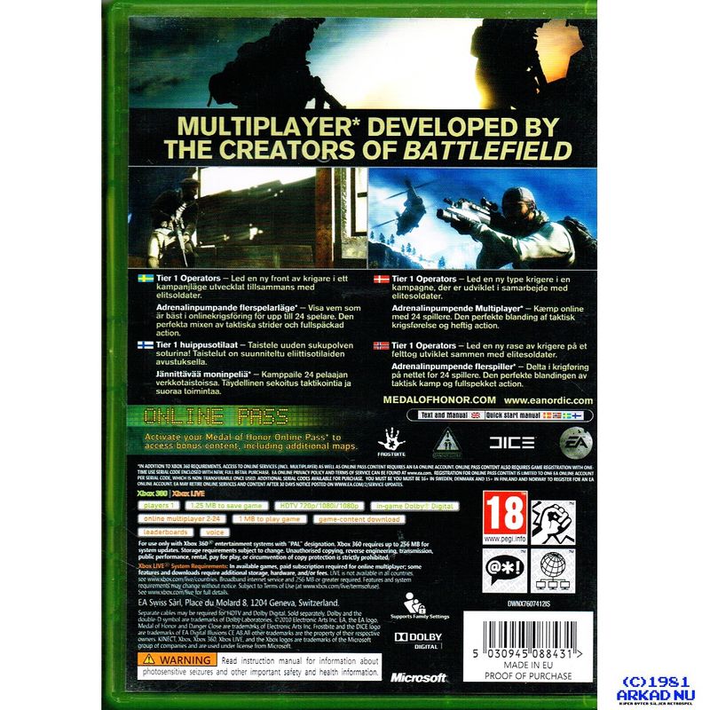 MEDAL OF HONOR XBOX 360