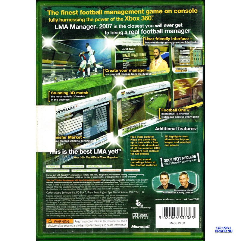 LMA MANAGER 2007 XBOX 360