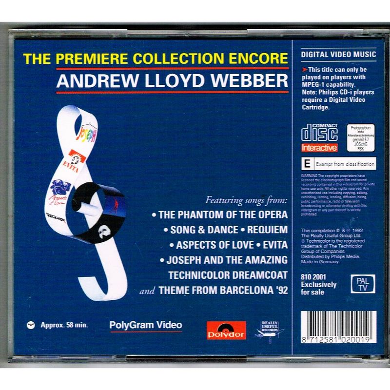 THE PREMIERE COLLECTION ENCORE ANDREW LLOYD WEBBER CDI