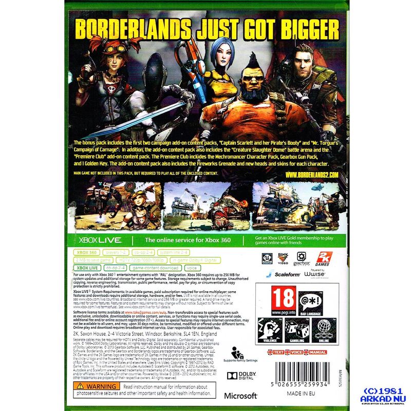 BORDERLANDS 2 ADD-ON CONTENT PACK XBOX 360