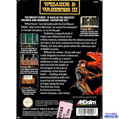 WIZARD & WARRIORS III KUROS VISIONS OF POWER NES SCN