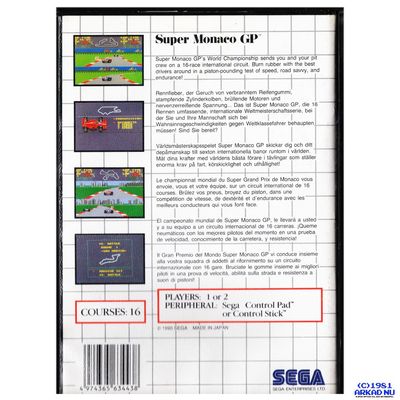 SUPER MONACO GP MASTERSYSTEM