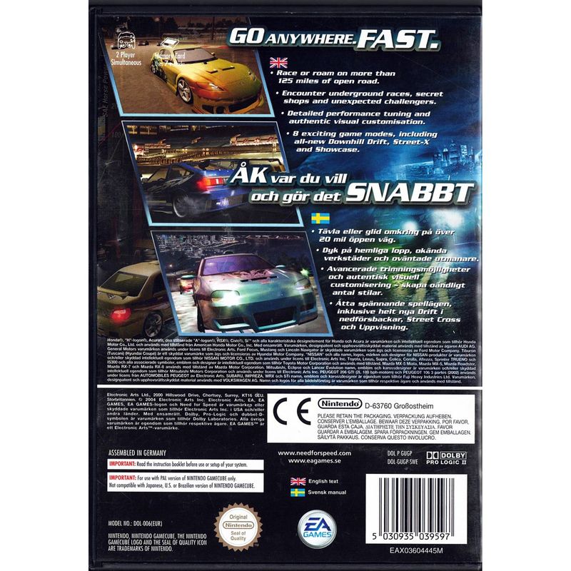 NEED FOR SPEED UNDERGROUND 2 GAMECUBE