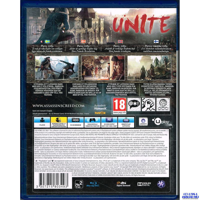 ASSASSINS CREED UNITY SPECIAL EDITION PS4