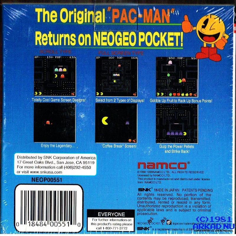 PAC-MAN NEOGEO POCKET COLOR INPLASTAT