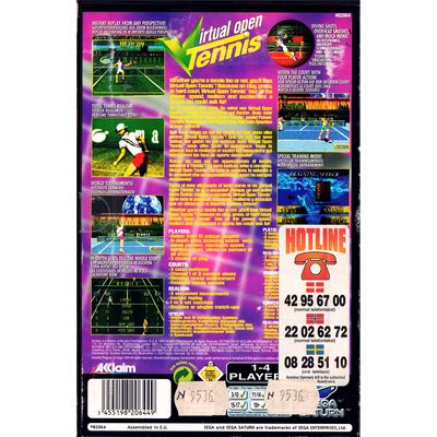 VIRTUAL OPEN TENNIS SEGA SATURN RENTAL