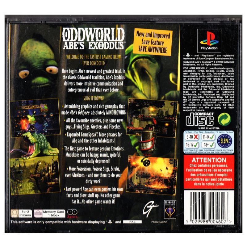 ODDWORLD ABES EXODDUS PS1