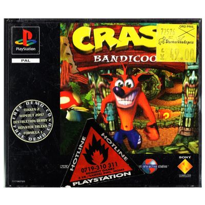 CRASH BANDICOOT PS1 DOUBLE JEWELCASE MED DEMON