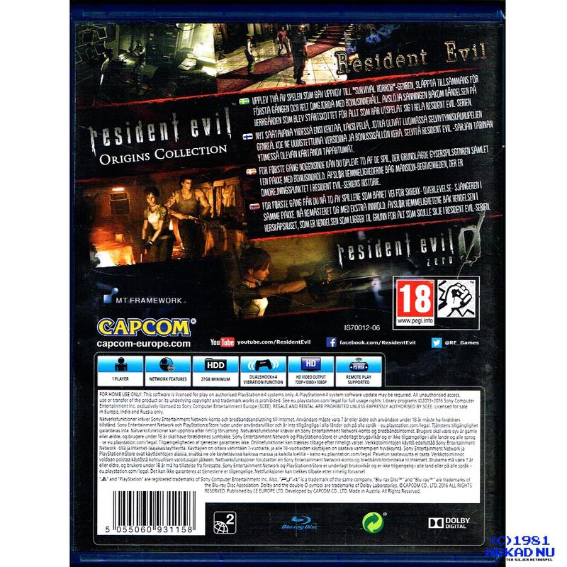 RESIDENT EVIL ORIGINS COLLECTION PS4