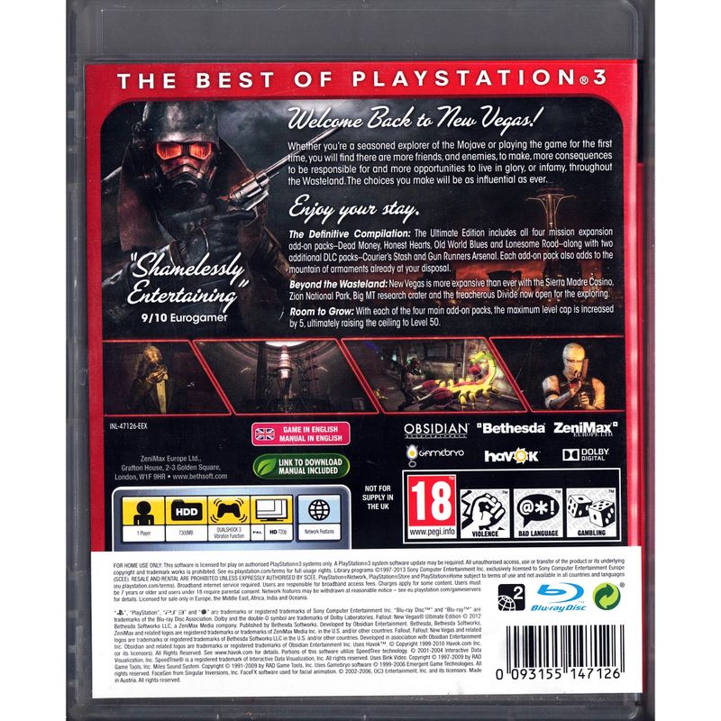 FALLOUT NEW VEGAS ULTIMATE EDITION PS3 ESSENTIALS