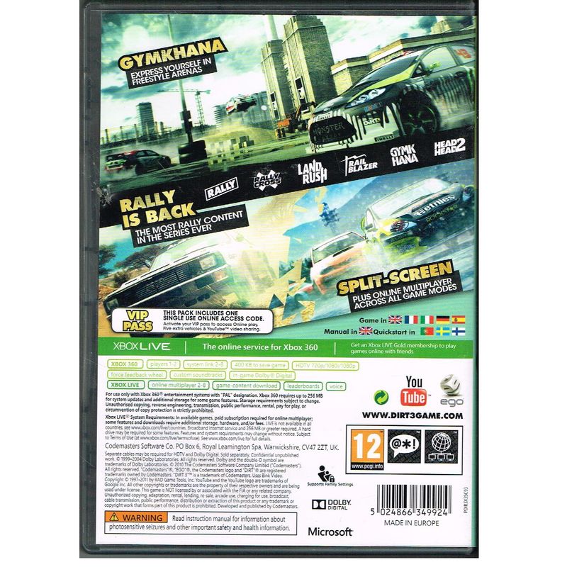 DIRT 3 XBOX 360